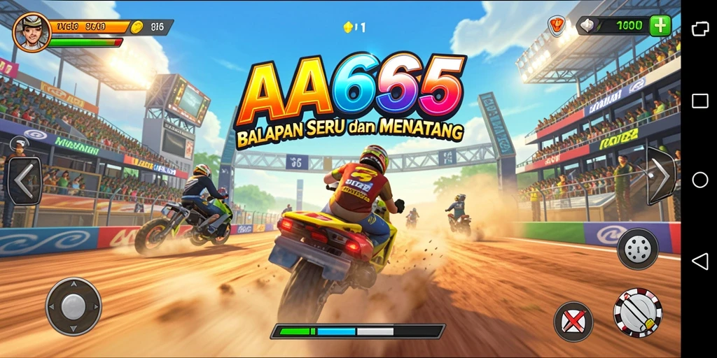 Screenshot gameplay AA666 yang menunjukkan aksi balapan yang seru.