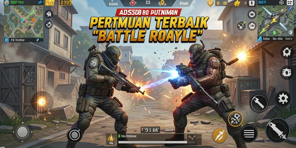 Tampilan pertempuran seru dalam game Battle Royale ADS508.