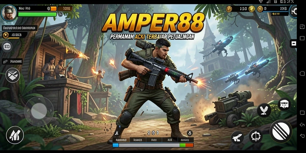 Tampilan gameplay seru dari AMPER88, menunjukkan aksi yang mendebarkan.