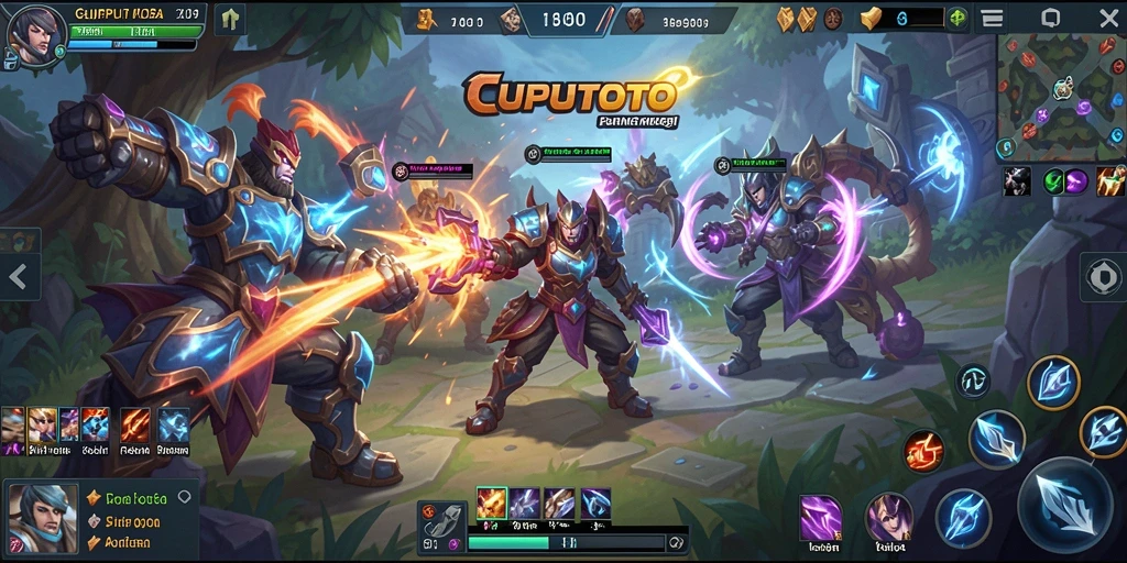 Tampilan gameplay seru di CUPUTOTO yang memperlihatkan pertarungan tim.
