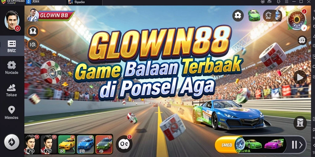 Screenshot utama GLOWIN88 menunjukkan momen mendebarkan dalam balapan.