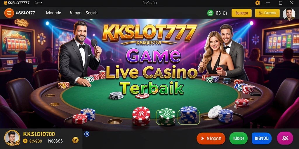 Screenshot KKSLOT777 menampilkan dealer profesional dalam sesi permainan Live Casino.