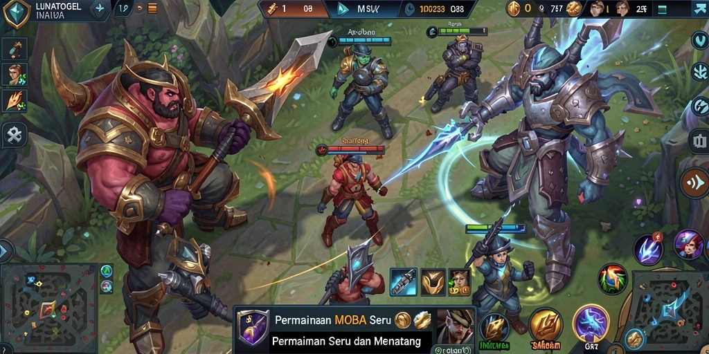 Gamer aktif bertempur di arena <strong>LUNATOGEL</strong> dengan karakter heroik.