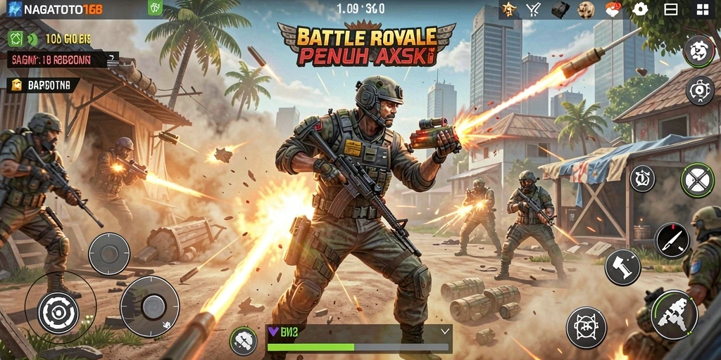 Tampilan gameplay menegangkan di arena Battle Royale NAGATOTO168.