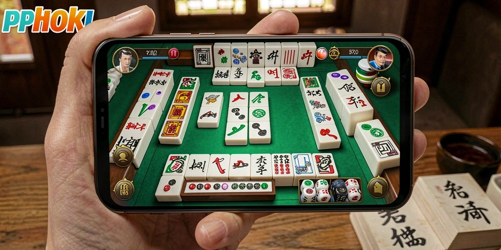 Tangkapan layar permainan <strong>PPHOKI</strong> menampilkan sesi Mahjong yang seru.
