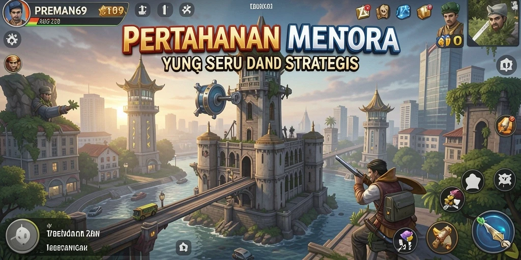 Tangkapan layar gameplay PREMAN69 menampilkan aksi Tower Defense yang mendebarkan.